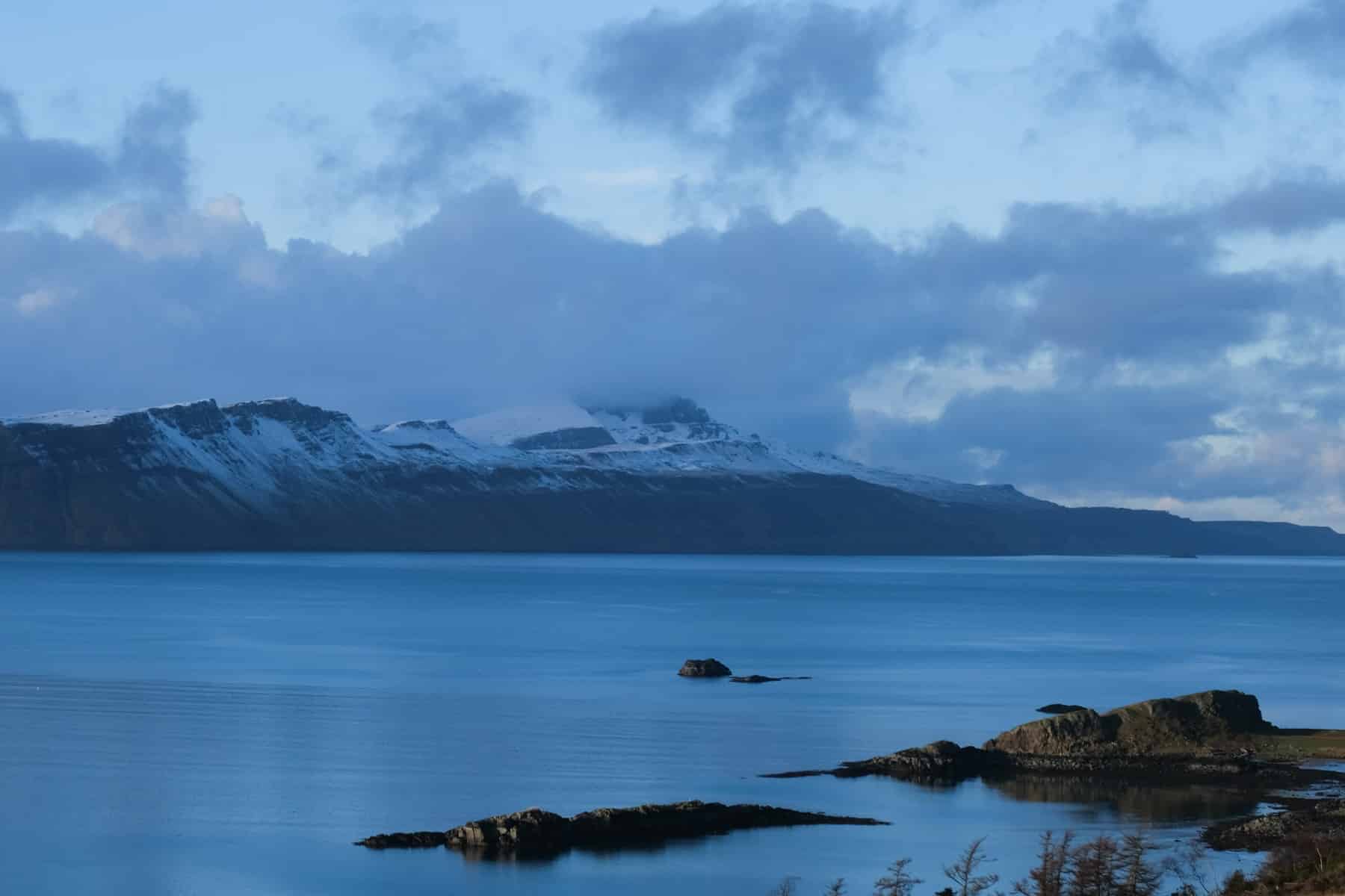 photograph of the isle of Rassay in the snow 